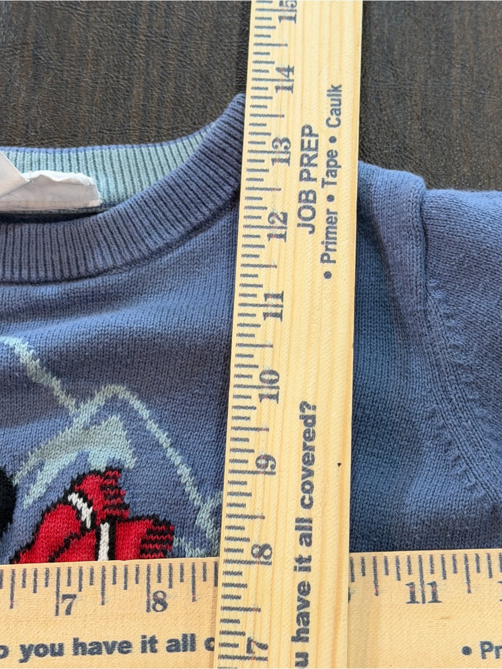Disney Gap Light Blue Sweater with Red Skiing Mickey Graphic Sz 3 - Picture 5 of 8